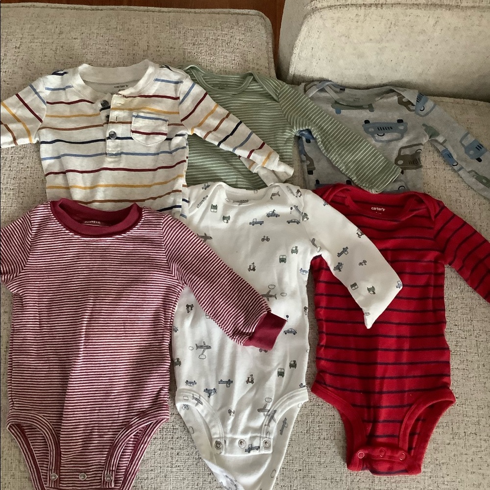 5 piece bundle 6 month long sleeve carters onesies